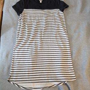 Merona Black and White Striped Midi Dress